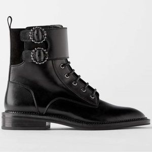Combat/ Moto Leather Ankle Zara Boots
With Buckles
